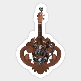 Awesome steampunk guitar with skulls Sticker